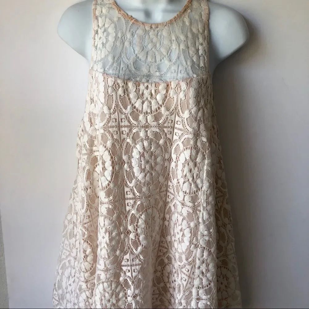 FREE PEOPLE BOHO GORGEOUS LACE MINI DRESS TUNIC